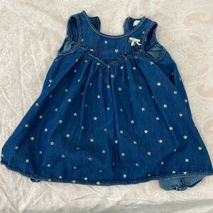 Blue jeans girl dress with gold stars